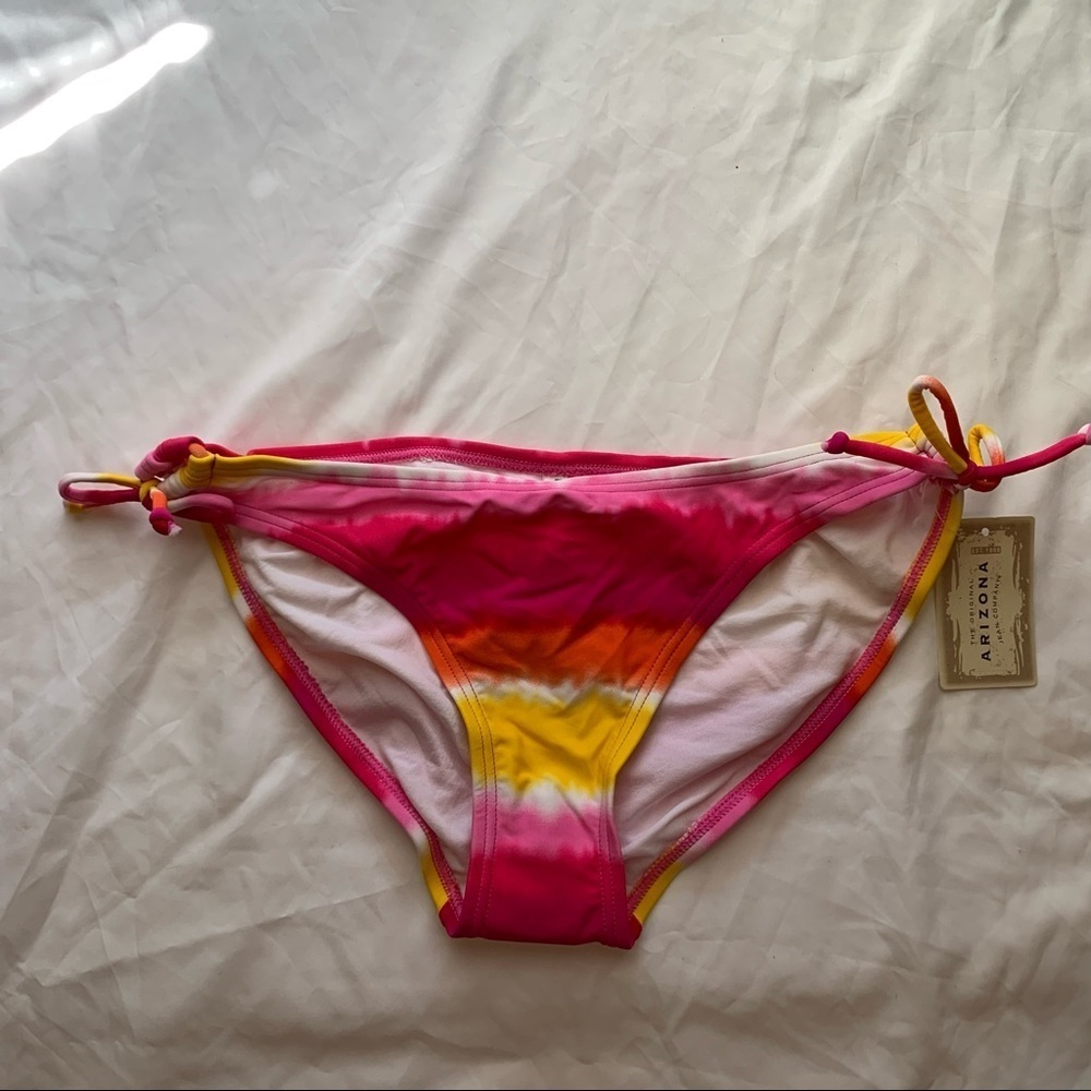 NWT Arizona Jean Company Tie-dye Striped Side-tie Bikini Bottom